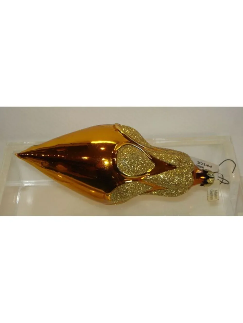 BNWT Vintage German Gold and Copper Cone Shaped Glass Christmas Ornament